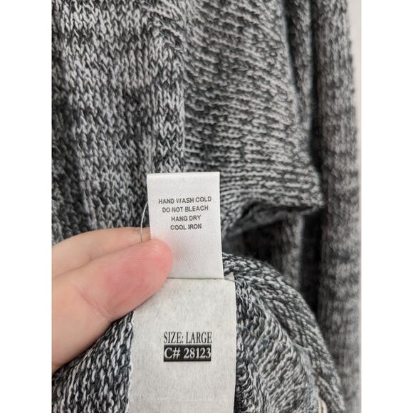 Charming Charlie Embroidered Sweater L Black Long Sleeve Accent Knit Tie in Back - Picture 7 of 10